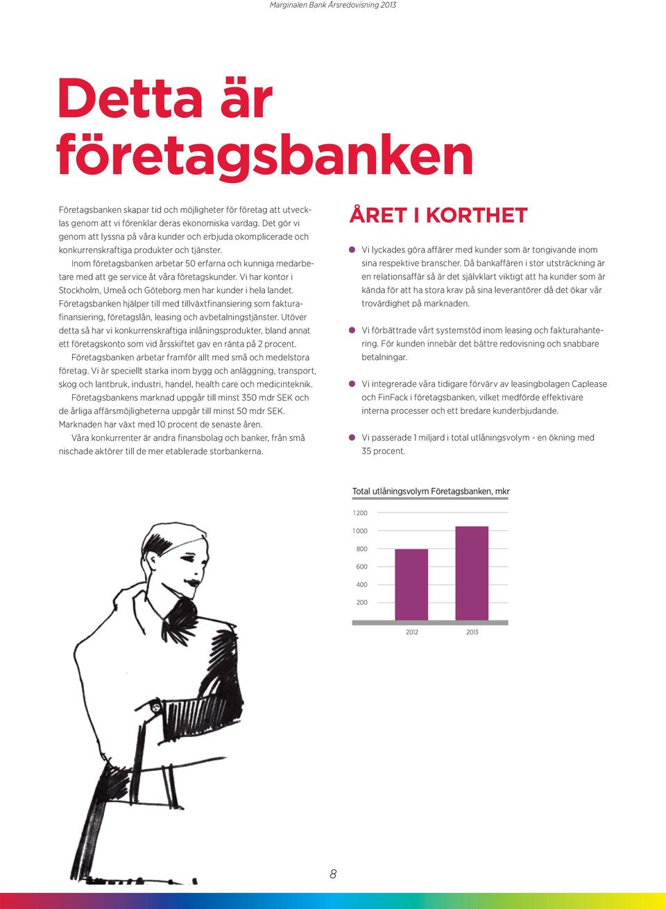 Inom företagsbanken arbetar 50 erfarna och kunniga medarbetare med att ge service åt våra företagskunder. Vi har kontor i Stockholm, Umeå och Göteborg men har kunder i hela landet.