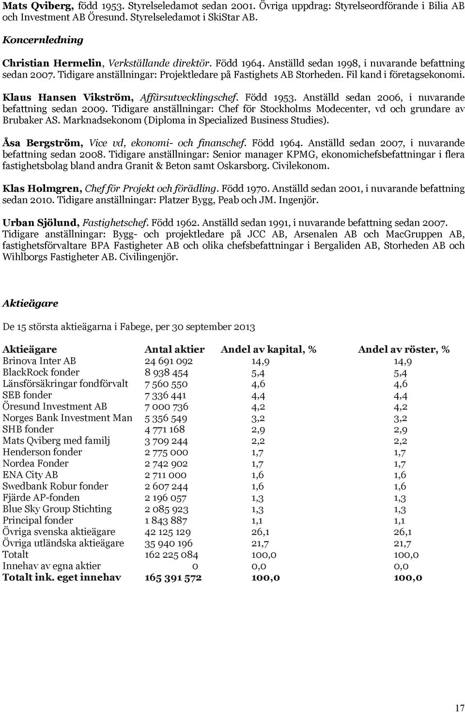 Fil kand i företagsekonomi. Klaus Hansen Vikström, Affärsutvecklingschef. Född 1953. Anställd sedan 2006, i nuvarande befattning sedan 2009.