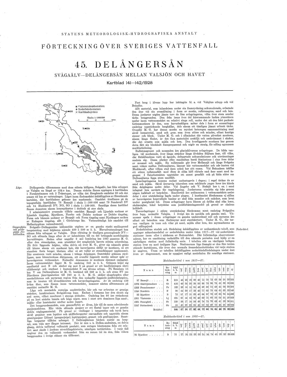 Delångersån tllsammans med dess största källgren, Svågaälv, har från utloppet ur Valsjön en längd av 122. km.