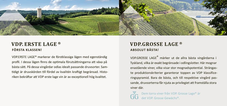 Historiken bekräftar att VDP erste lage vin är av exceptionell hög kvalitet. VDP.GROSSE LAGE märker ut de allra bästa vingårdarna i Tyskland, vilka är exakt begränsade i odlingslotter.