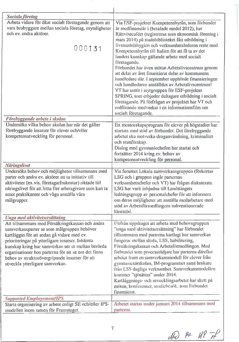 Närillgslivet Undersöka behov och möjligheter tillsammans med parter och andra ev. aktörer all ta initiativ till aktiviteter (ex. vis.