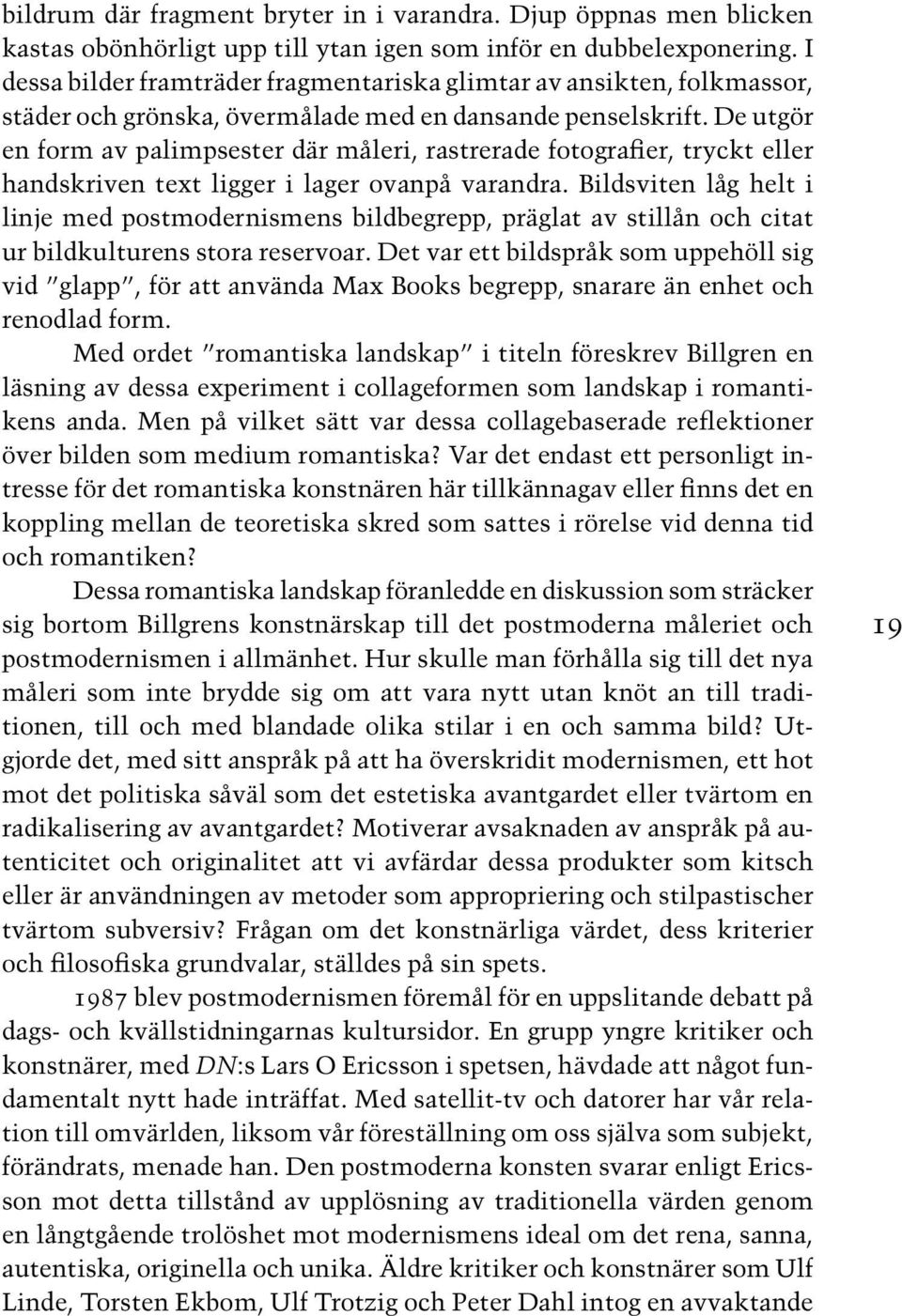 De utgör en form av palimpsester där måleri, rastrerade fotografier, tryckt eller handskriven text ligger i lager ovanpå varandra.