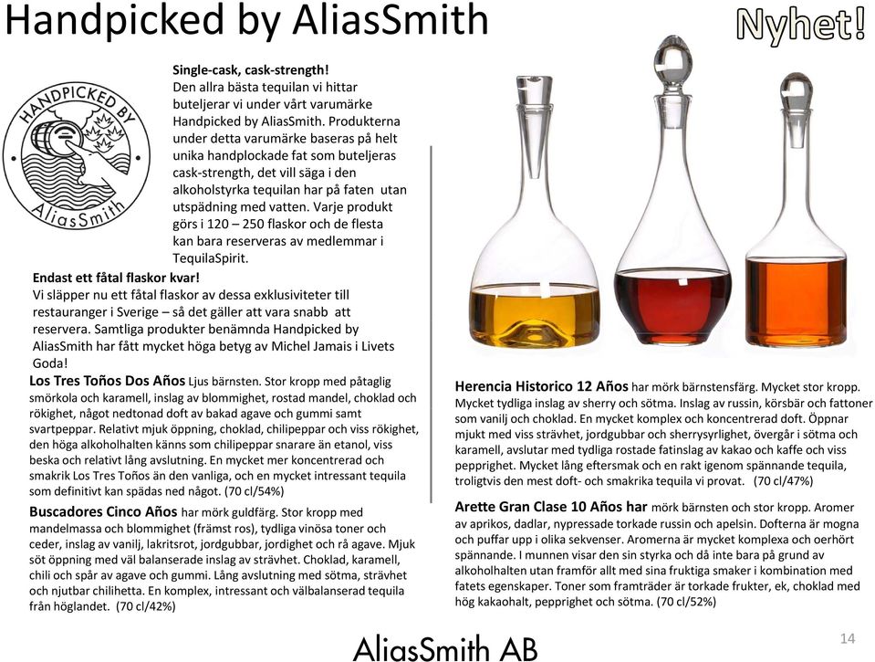 Varje produkt görs i 120 250 flaskor och de flesta kan bara reserveras av medlemmar i TequilaSpirit. Endast ett fåtal flaskor kvar!