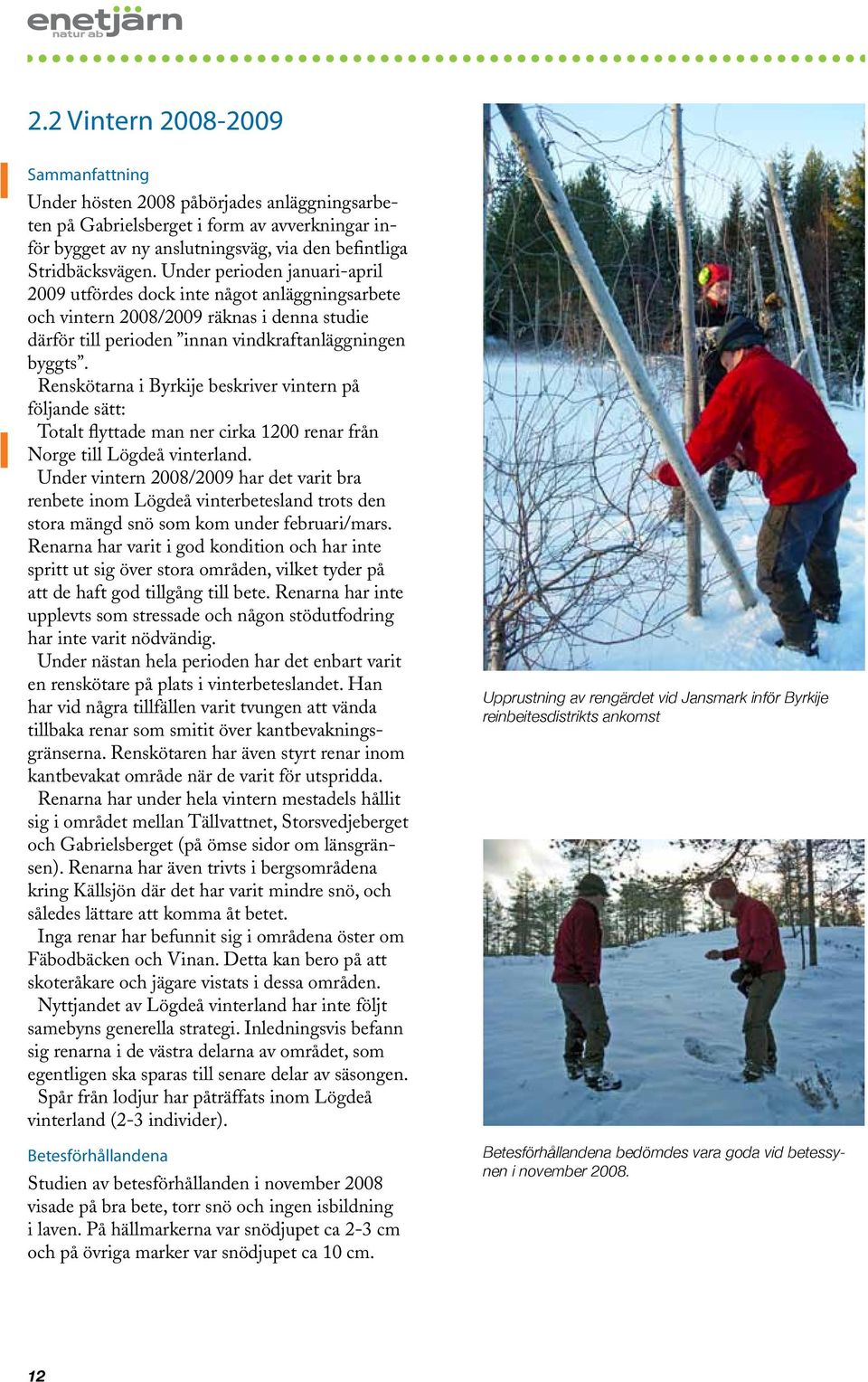 Renskötarna i Byrkije beskriver vintern på följande sätt: Totalt flyttade man ner cirka 1200 renar från Norge till Lögdeå vinterland.