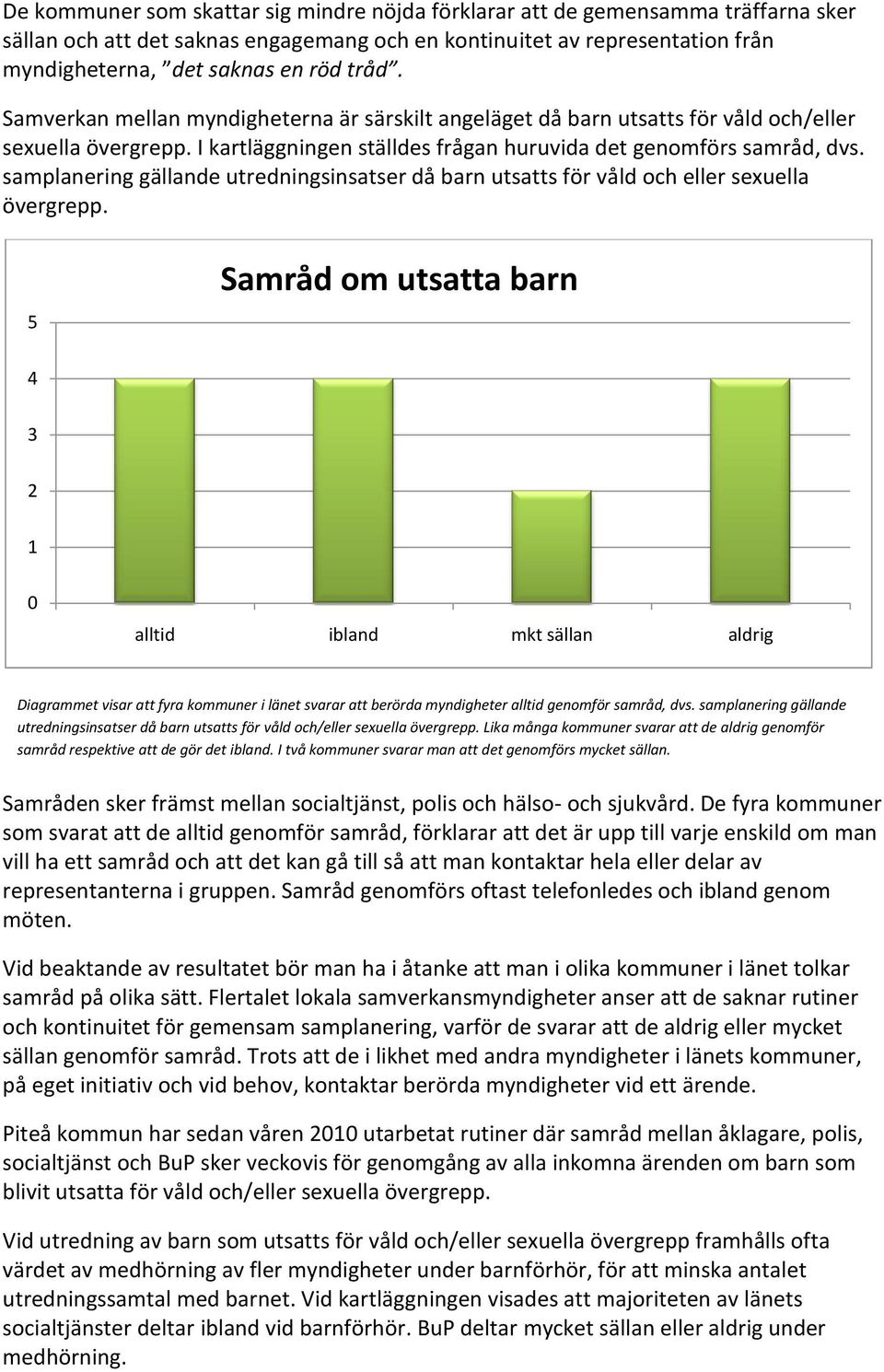 samplanering gällande utredningsinsatser då barn utsatts för våld och eller sexuella övergrepp.