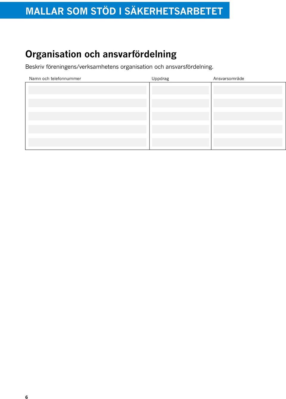 föreningens/verksamhetens organisation och