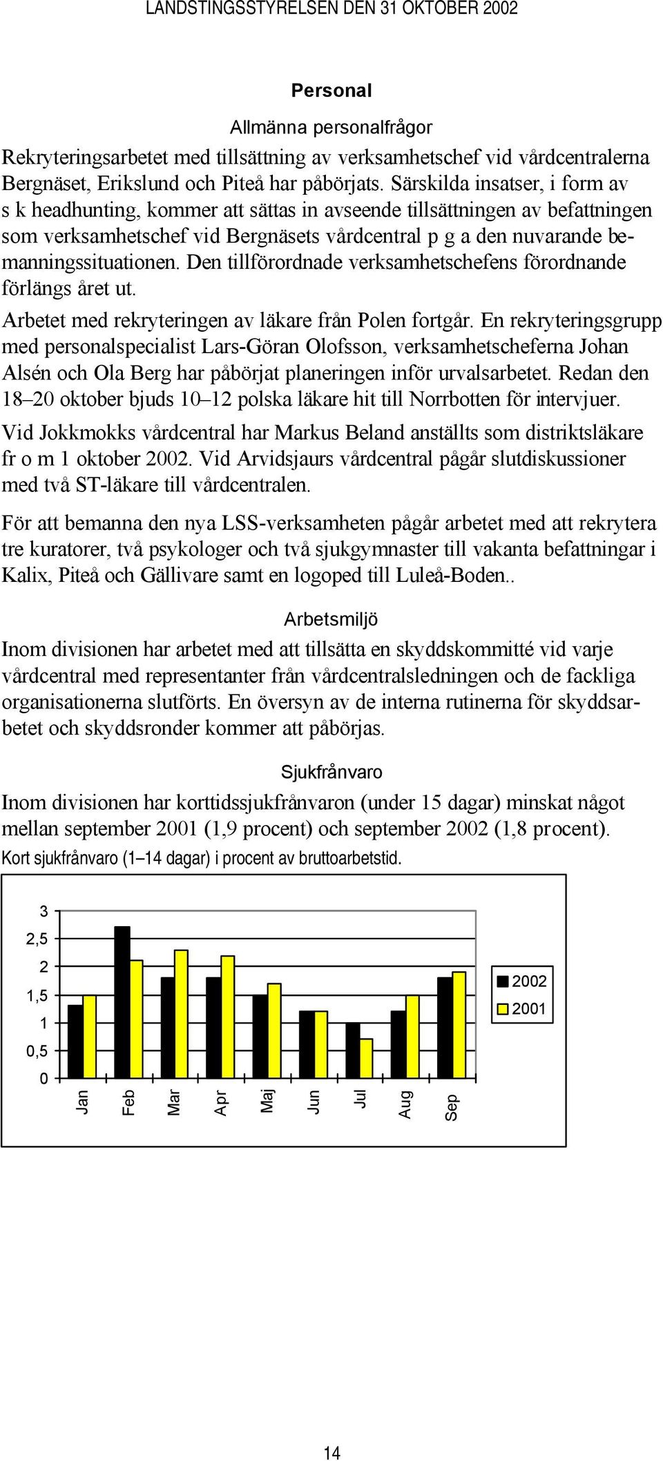 Den tillförordnade verksamhetschefens förordnande förlängs året ut. Arbetet med rekryteringen av läkare från Polen fortgår.