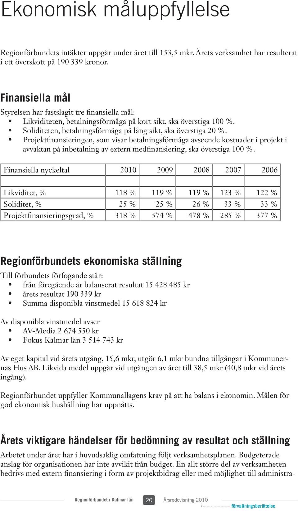 Projektfinansieringen, som visar betalningsförmåga avseende kostnader i projekt i avvaktan på inbetalning av extern medfinansiering, ska överstiga 100 %.