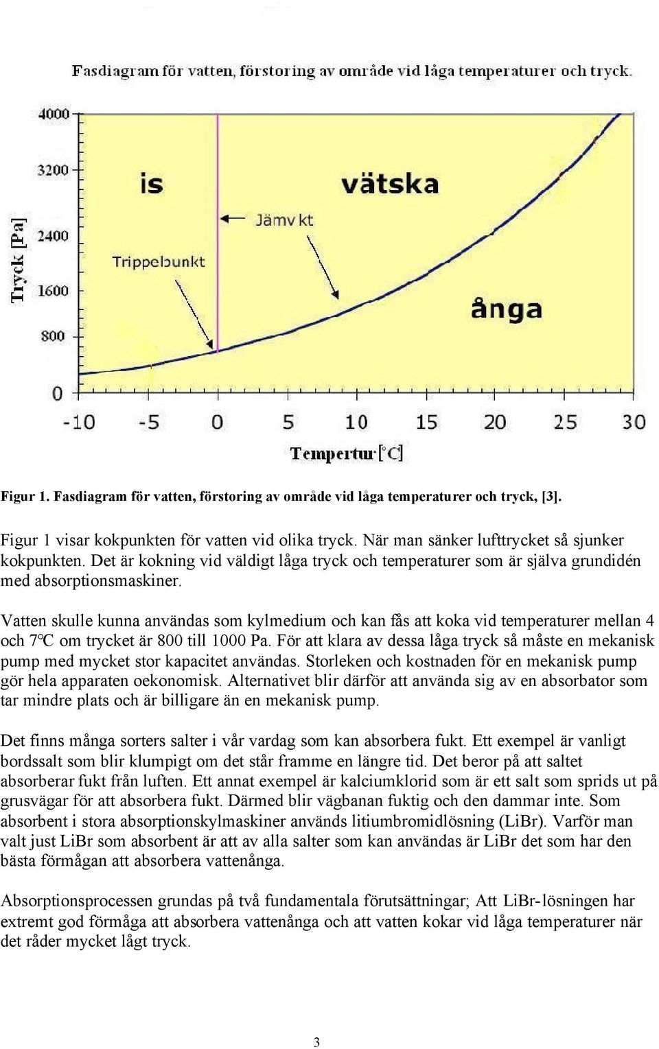 Vatten skulle kunna användas som kylmedium och kan fås att koka vid temperaturer mellan 4 och 7 C om trycket är 800 till 1000 Pa.