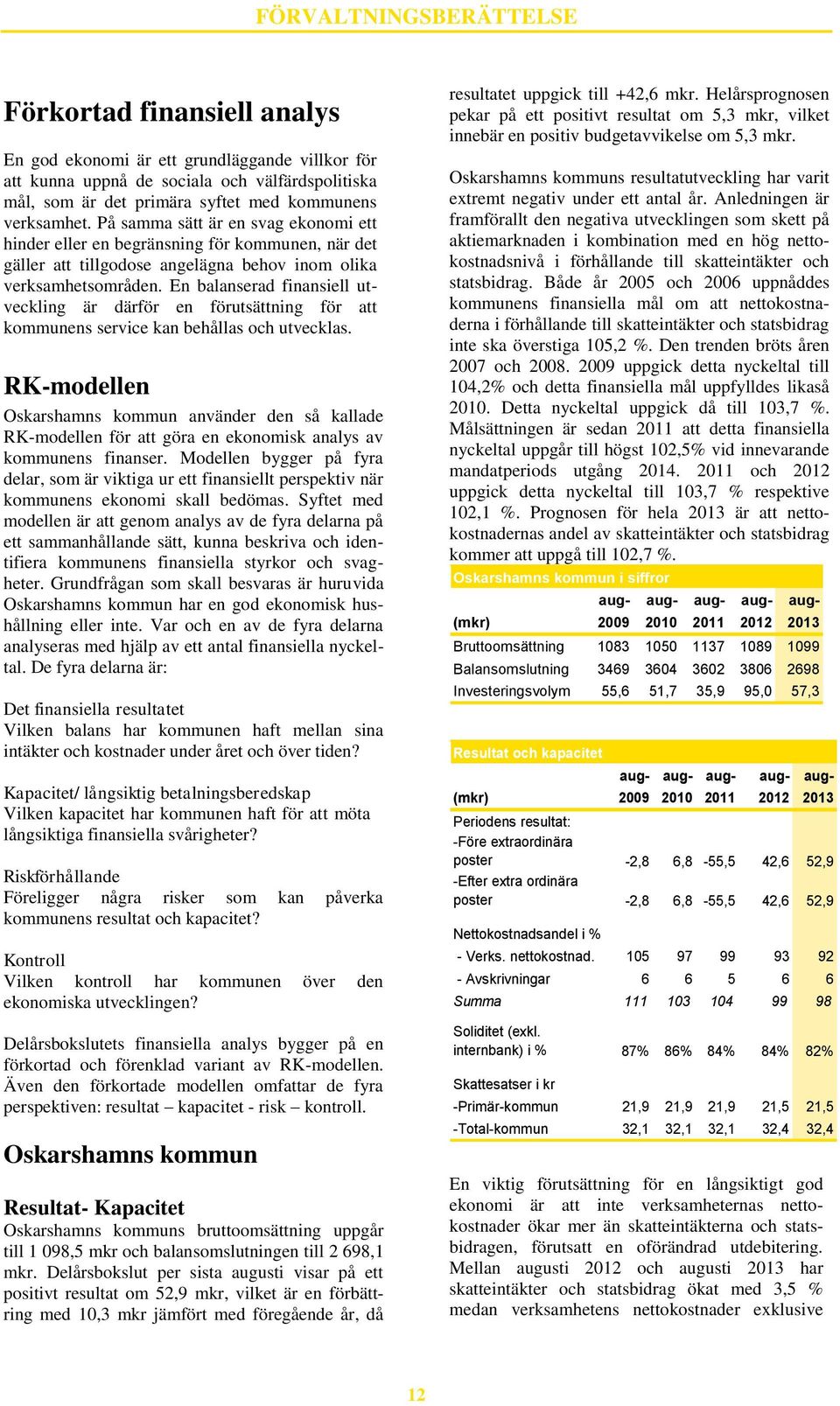 En balanserad finansiell utveckling är därför en förutsättning för att kommunens service kan behållas och utvecklas.