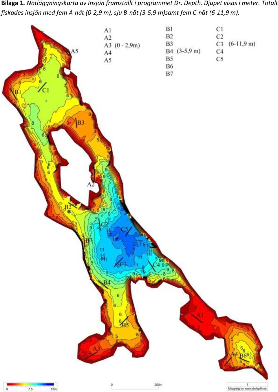 programmet Dr. Depth. Djupet visas i meter.