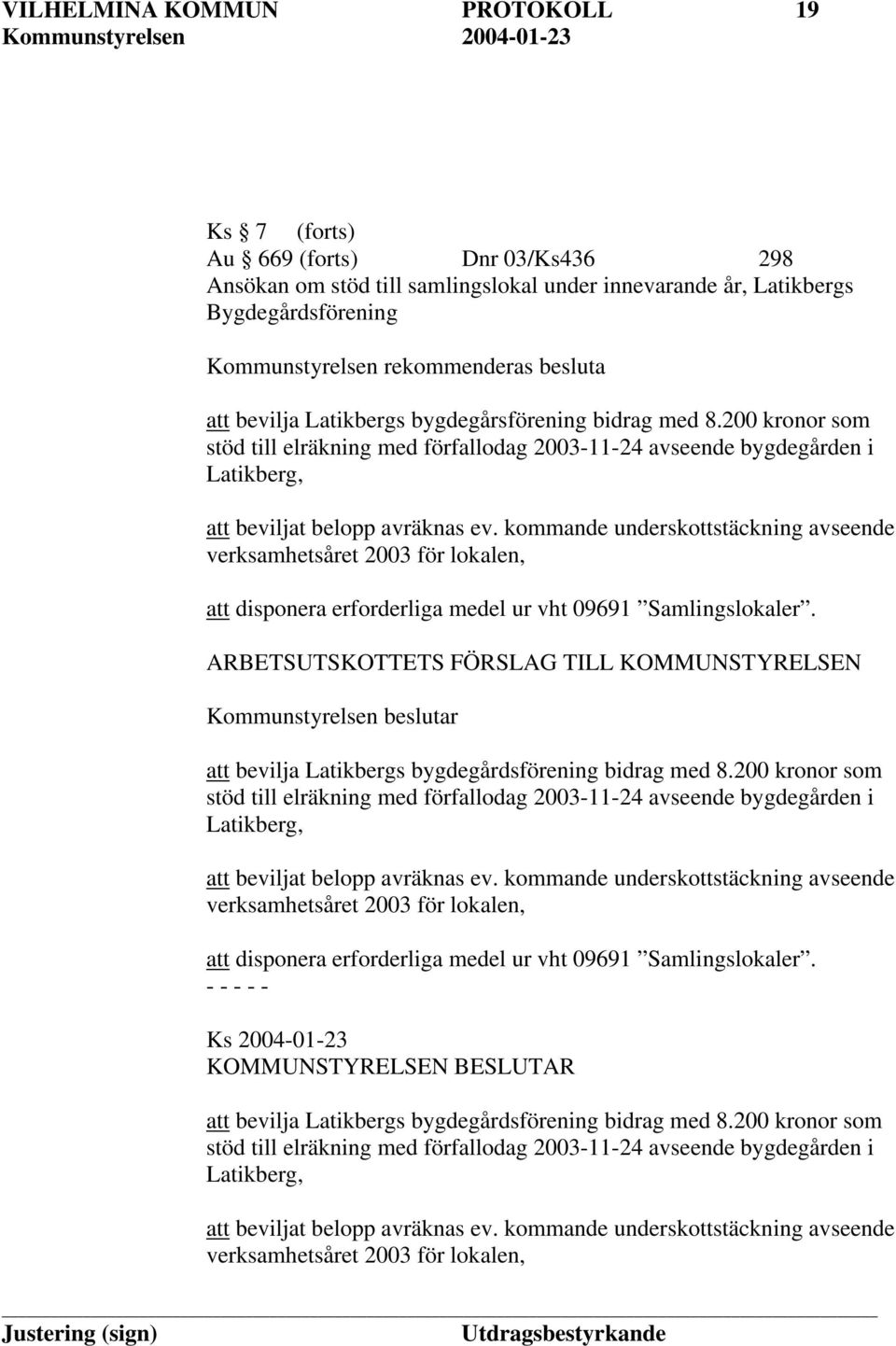 kommande underskottstäckning avseende verksamhetsåret 2003 för lokalen, att disponera erforderliga medel ur vht 09691 Samlingslokaler.