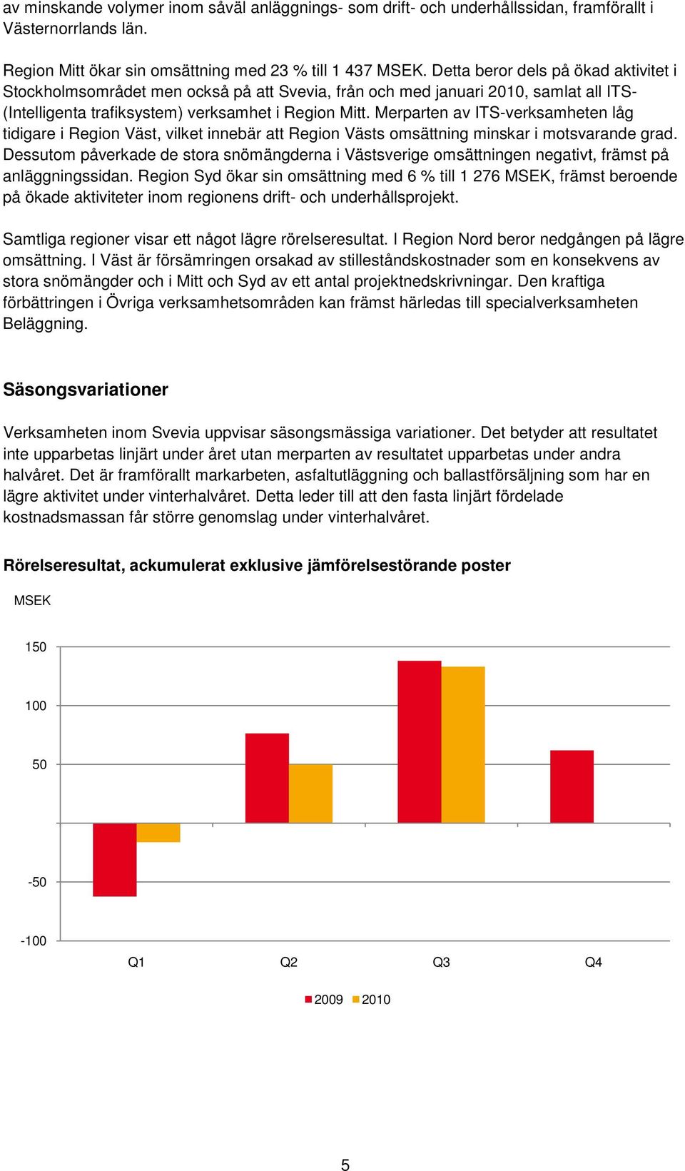 Merparten av ITSverksamheten låg tidigare i Region Väst, vilket innebär att Region Västs omsättning minskar i motsvarande grad.