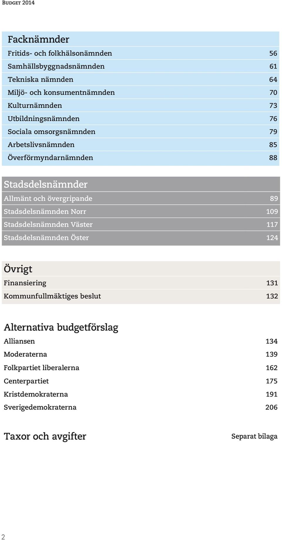 Stadsdelsnämnden Norr 109 Stadsdelsnämnden Väster 117 Stadsdelsnämnden Öster 124 Övrigt Finansiering 131 Kommunfullmäktiges beslut 132 Alternativa