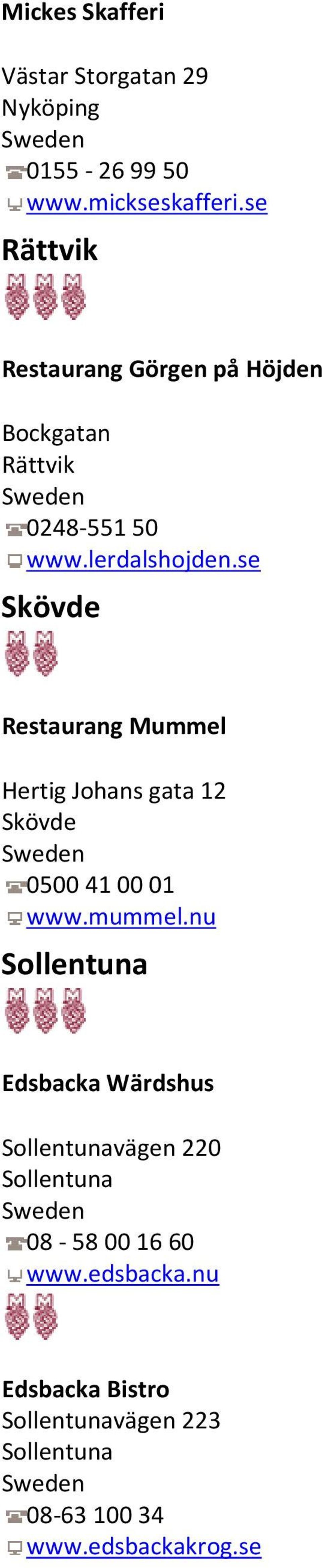 se Skövde Restaurang Mummel Hertig Johans gata 12 Skövde 0500 41 00 01 www.mummel.