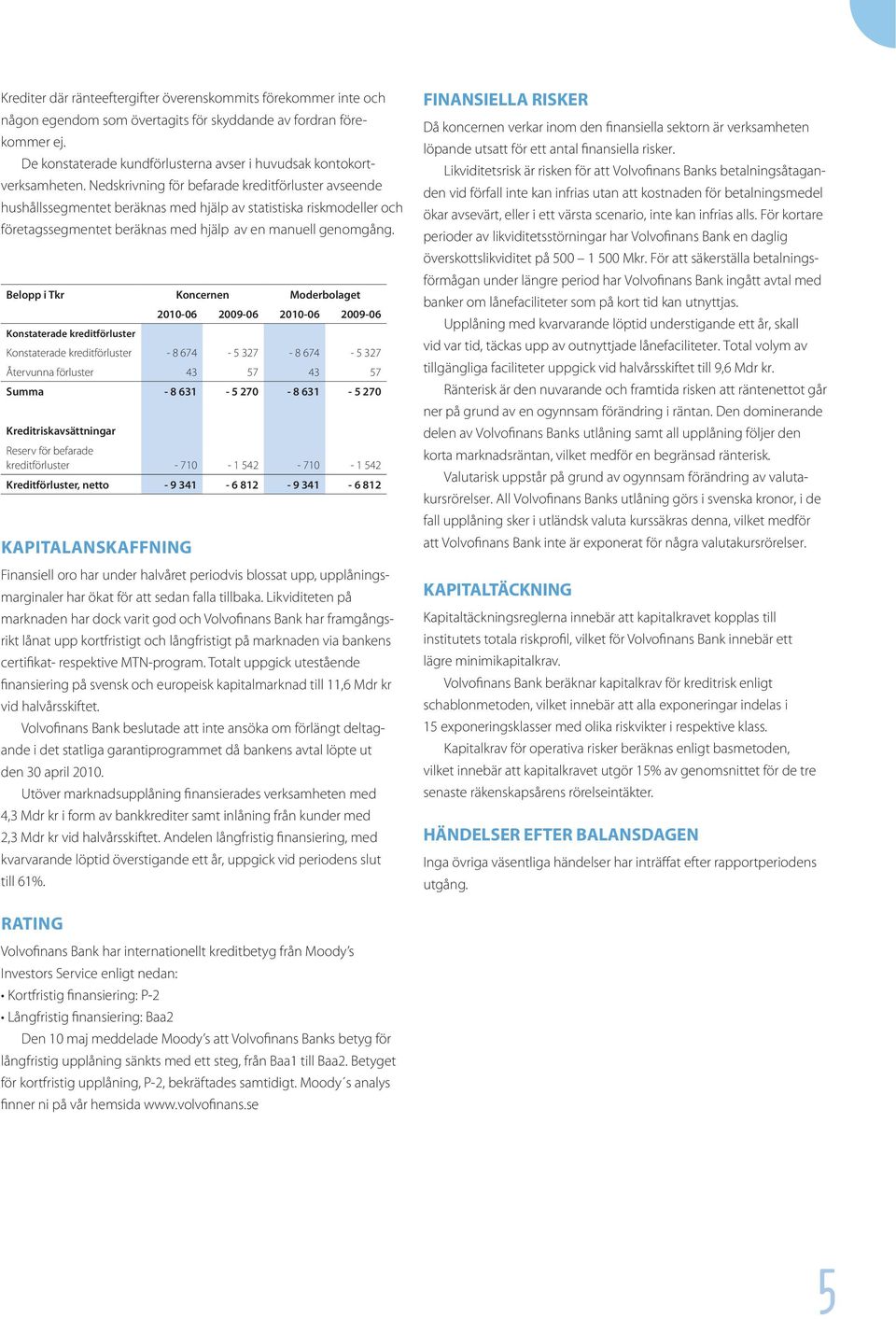 Nedskrivning för befarade kreditförluster avseende hushållssegmentet beräknas med hjälp av statistiska riskmodeller och företagssegmentet beräknas med hjälp av en manuell genomgång.