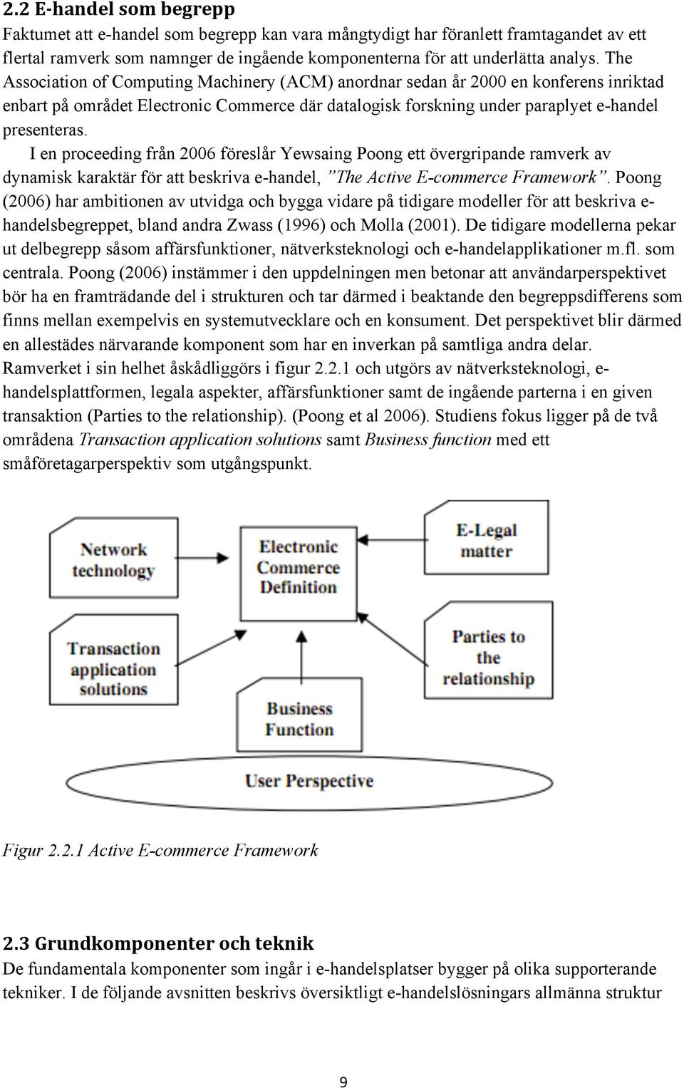 I en proceeding från 2006 föreslår Yewsaing Poong ett övergripande ramverk av dynamisk karaktär för att beskriva e-handel, The Active E-commerce Framework.