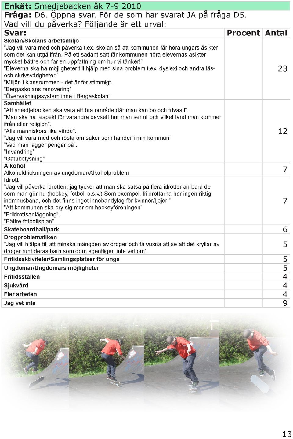 Eleverna ska ha möjligheter till hjälp med sina problem t.ex. dyslexi och andra läsoch skrivsvårigheter. Miljön i klassrummen - det är för stimmigt.