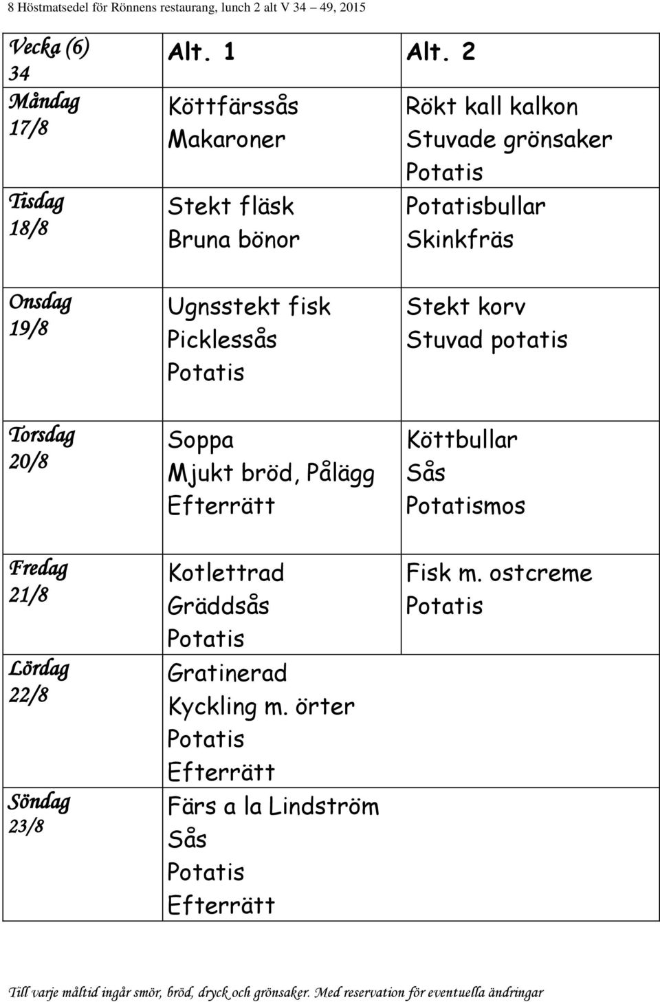 fisk Picklessås Mjukt bröd, Pålägg Kotlettrad Gräddsås Gratinerad Kyckling m.