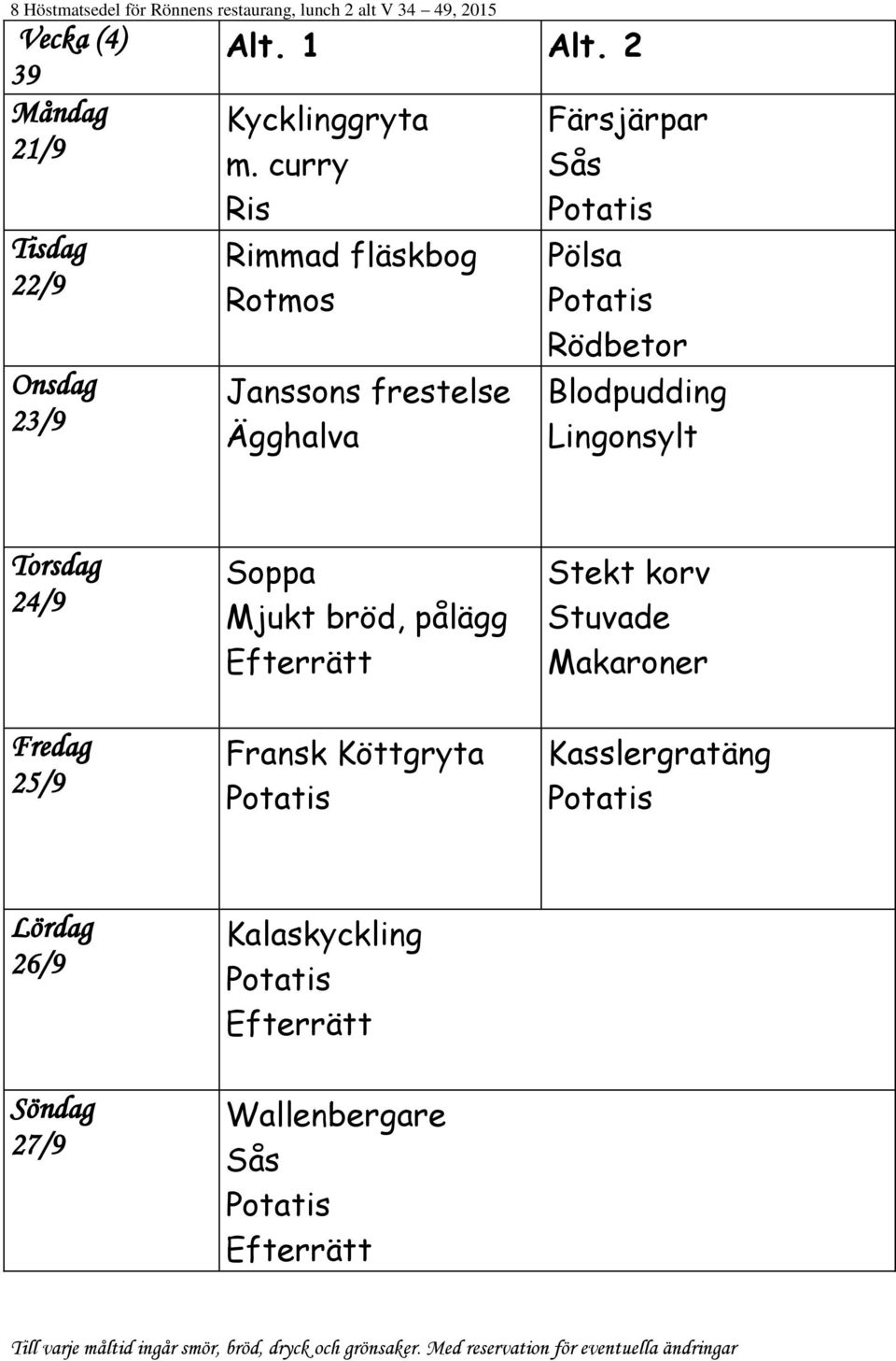 Färsjärpar Pölsa Rödbetor Blodpudding Lingonsylt 24/9 25/9