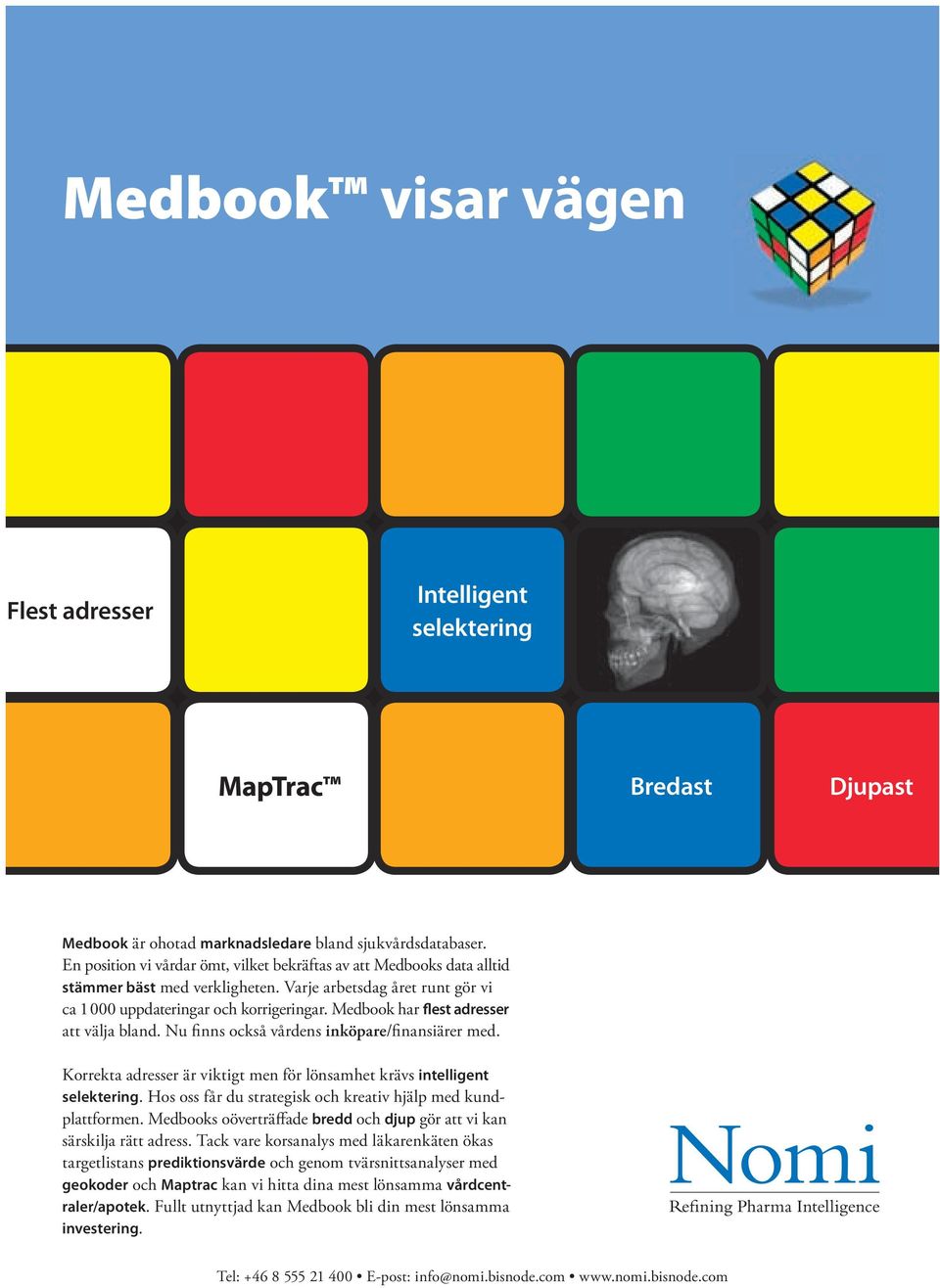 Medbook har flest adresser att välja bland. Nu finns också vårdens inköpare/finansiärer med. Korrekta adresser är viktigt men för lönsamhet krävs intelligent selek tering.