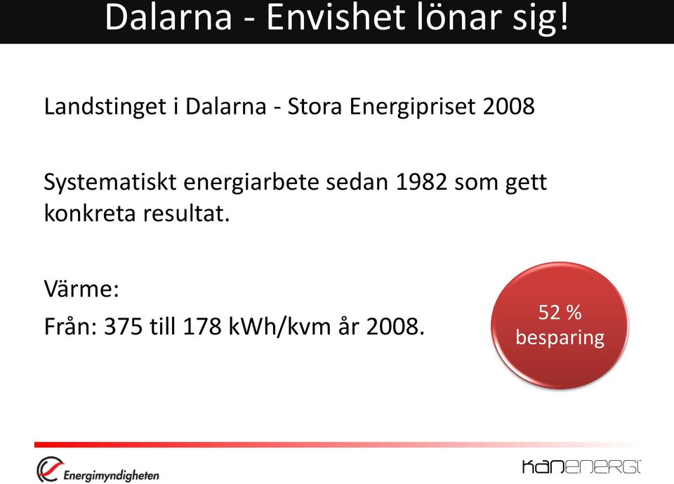 Systematiskt energiarbete sedan 1982 som gett