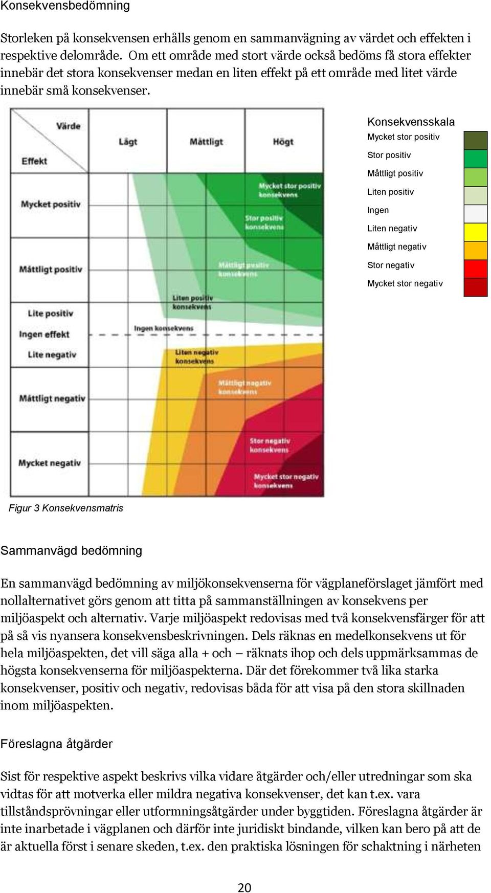 skala Mycket stor positiv Stor positiv Måttligt positiv Liten positiv Ingen Liten negativ Måttligt negativ Stor negativ Mycket stor negativ Figur 3 matris Sammanvägd bedömning En sammanvägd bedömning