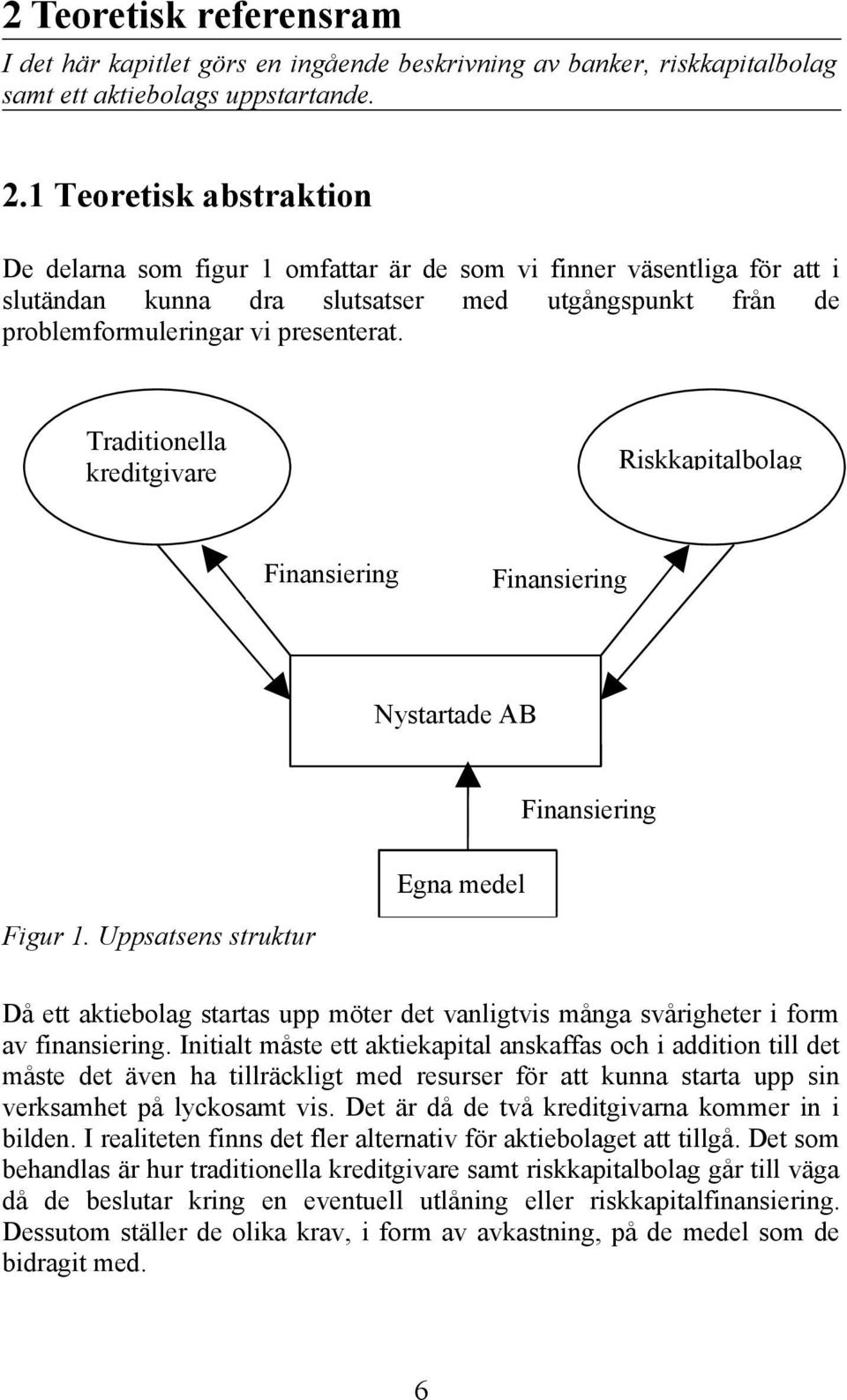 Traditionella kreditgivare Riskkapitalbolag Finansiering Finansiering Nystartade AB Finansiering Figur 1.