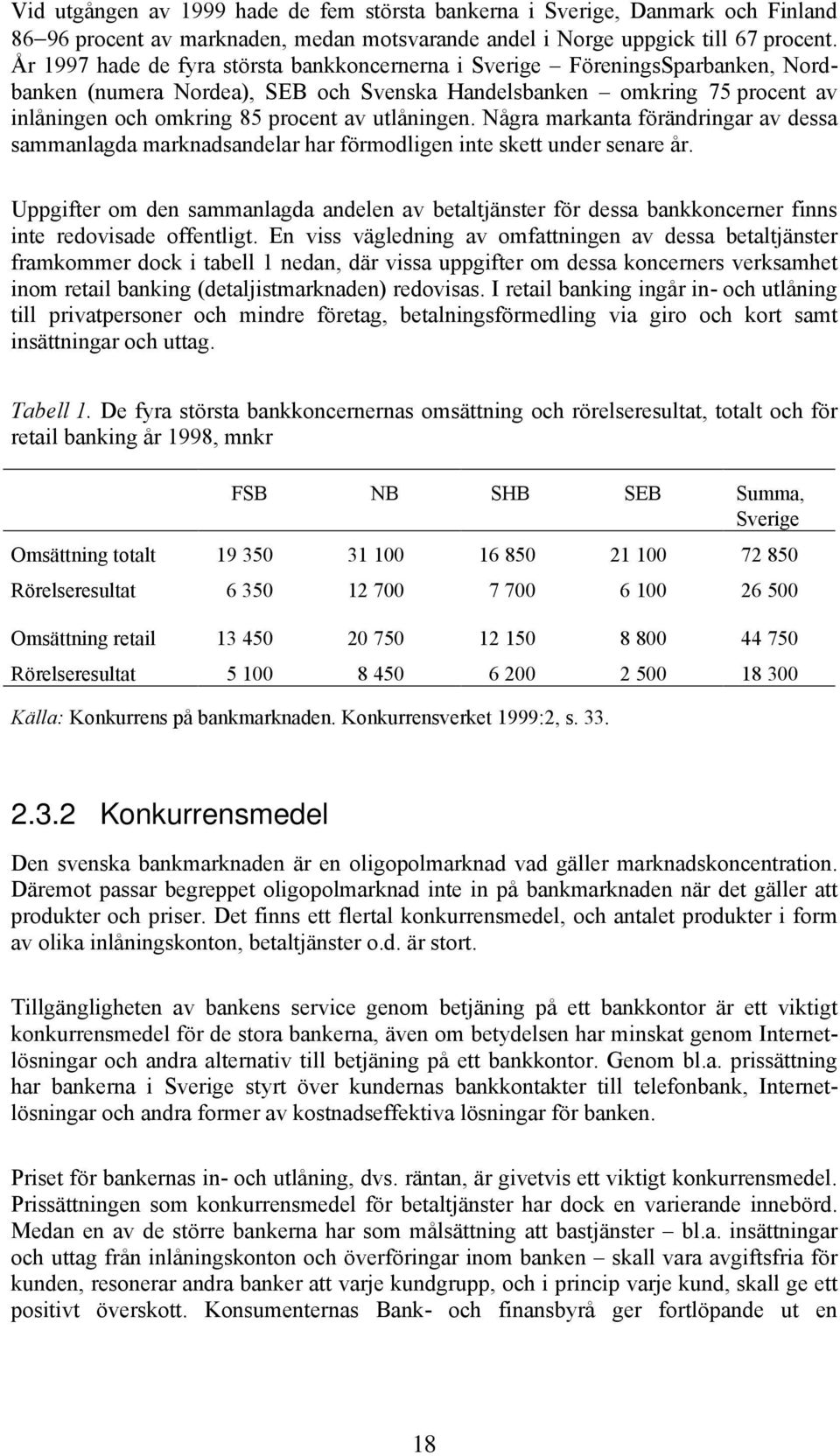 utlåningen. Några markanta förändringar av dessa sammanlagda marknadsandelar har förmodligen inte skett under senare år.