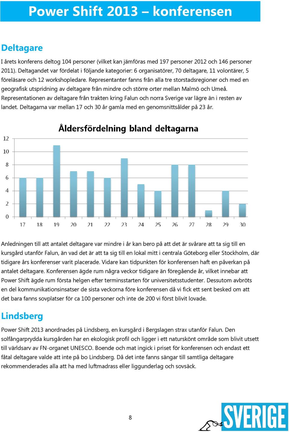 Representanter fanns från alla tre storstadsregioner och med en geografisk utspridning av deltagare från mindre och större orter mellan Malmö och Umeå.