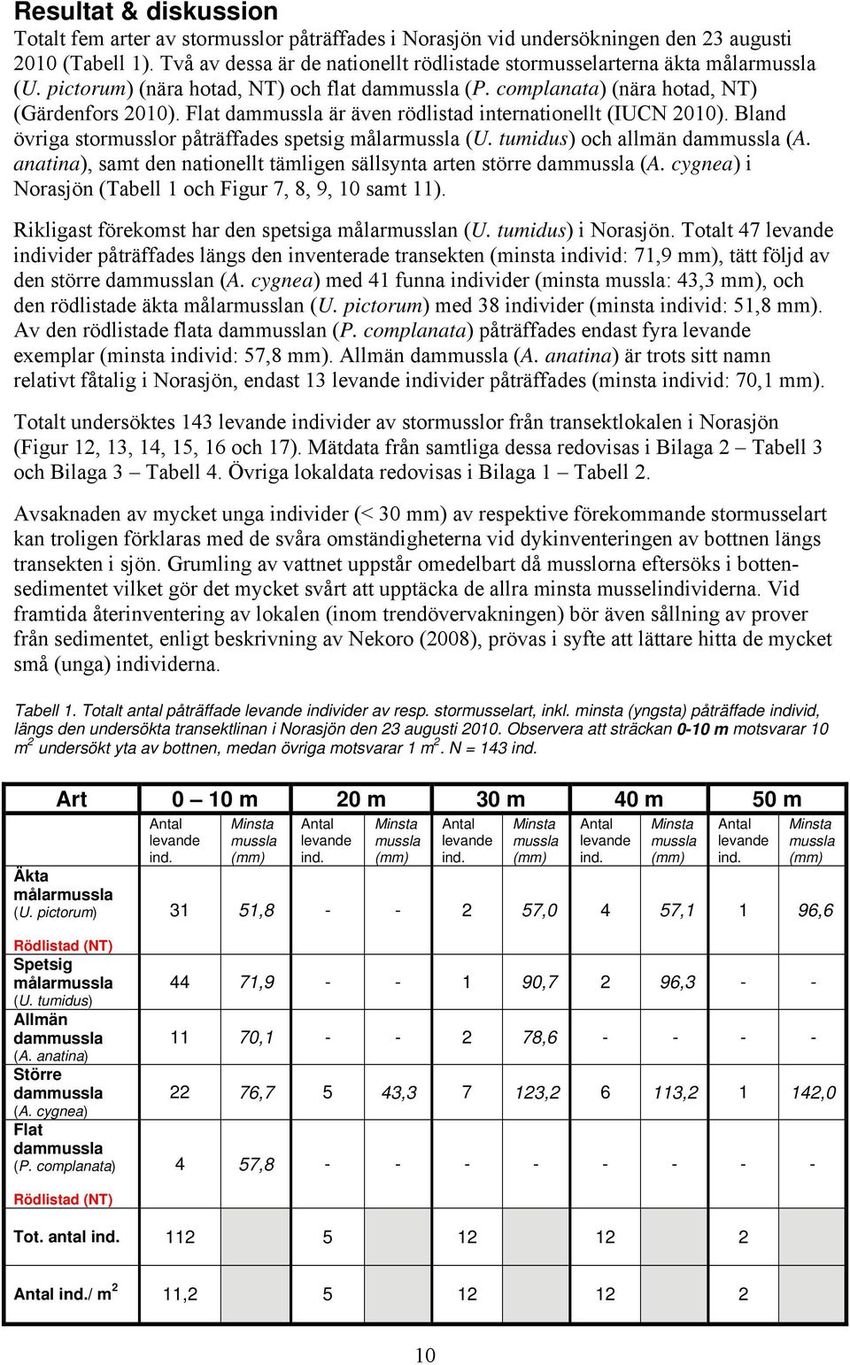 Flat dammussla är även rödlistad internationellt (IUCN 2010). Bland övriga stormusslor påträffades spetsig målarmussla (U. tumidus) och allmän dammussla (A.