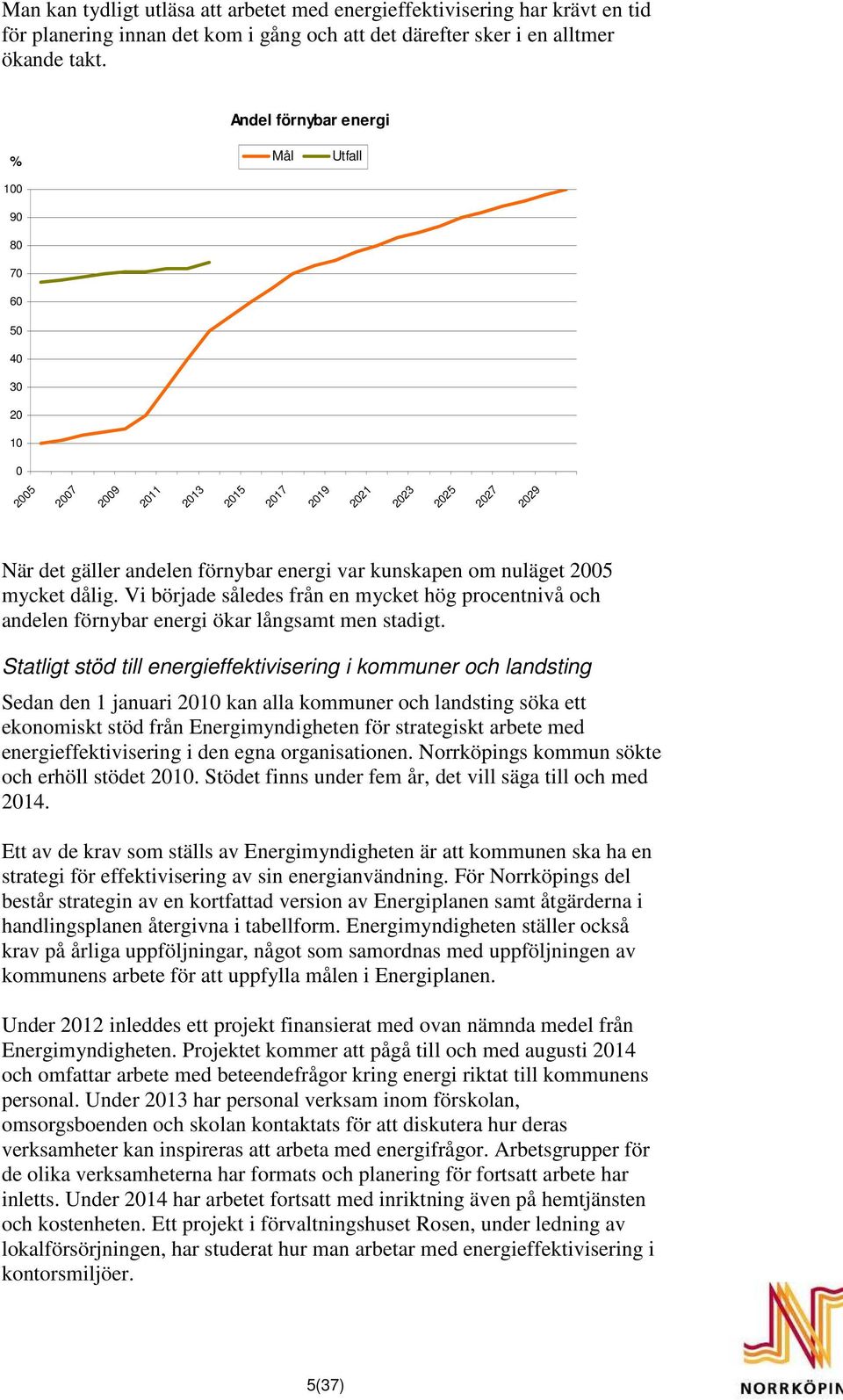 2005 mycket dålig. Vi började således från en mycket hög procentnivå och andelen förnybar energi ökar långsamt men stadigt.