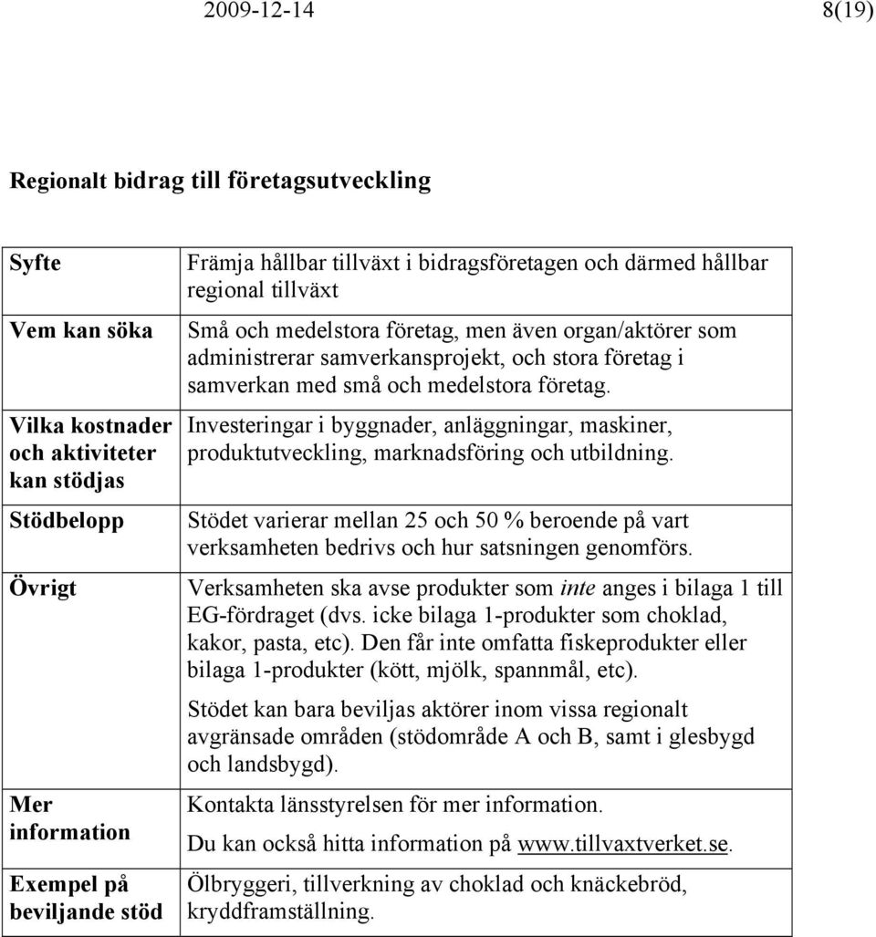 Investeringar i byggnader, anläggningar, maskiner, produktutveckling, marknadsföring och utbildning.