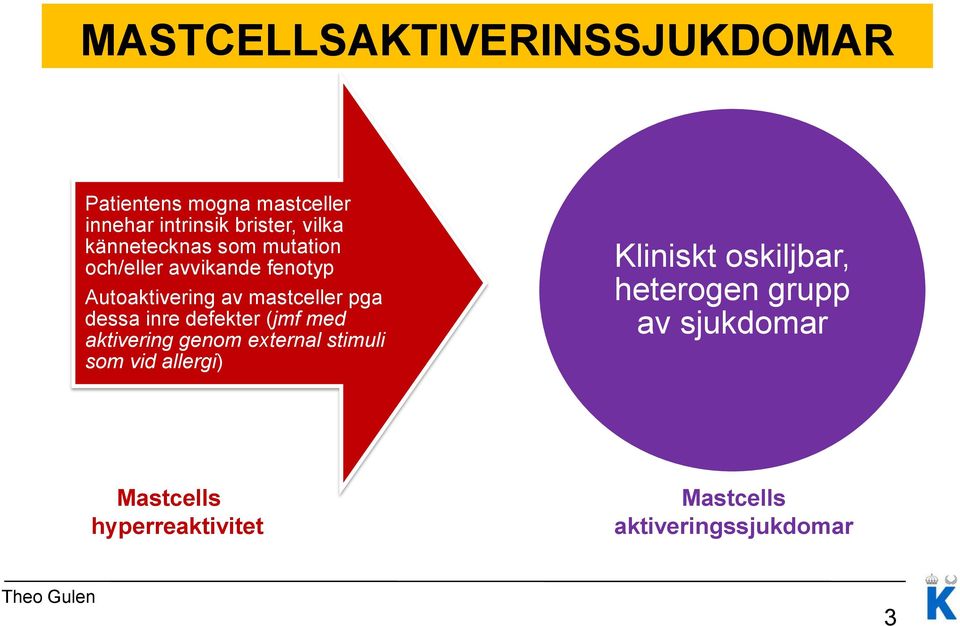 inre defekter (jmf med aktivering genom external stimuli som vid allergi) Kliniskt oskiljbar,