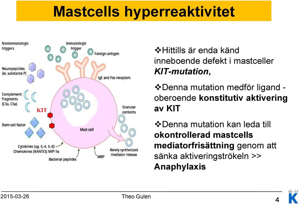 konstitutiv aktivering av KIT Denna mutation kan leda till okontrollerad