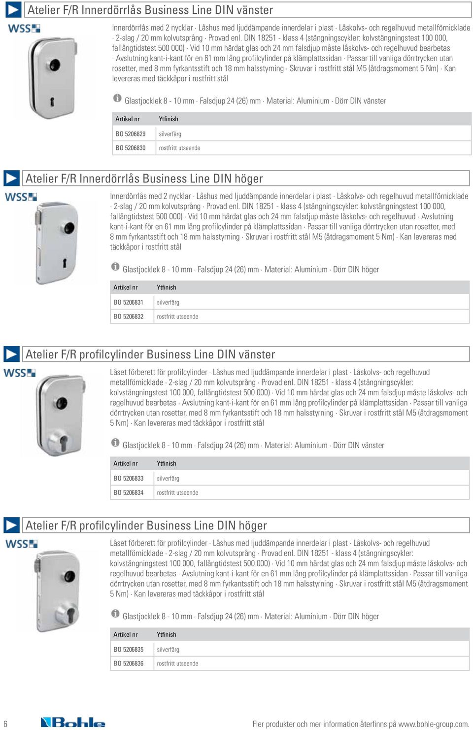 kant-i-kant för en 61 mm lång profilcylinder på klämplattssidan Passar till vanliga dörrtrycken utan rosetter, med 8 mm fyrkantsstift och 18 mm halsstyrning Skruvar i rostfritt stål M5 (åtdragsmoment