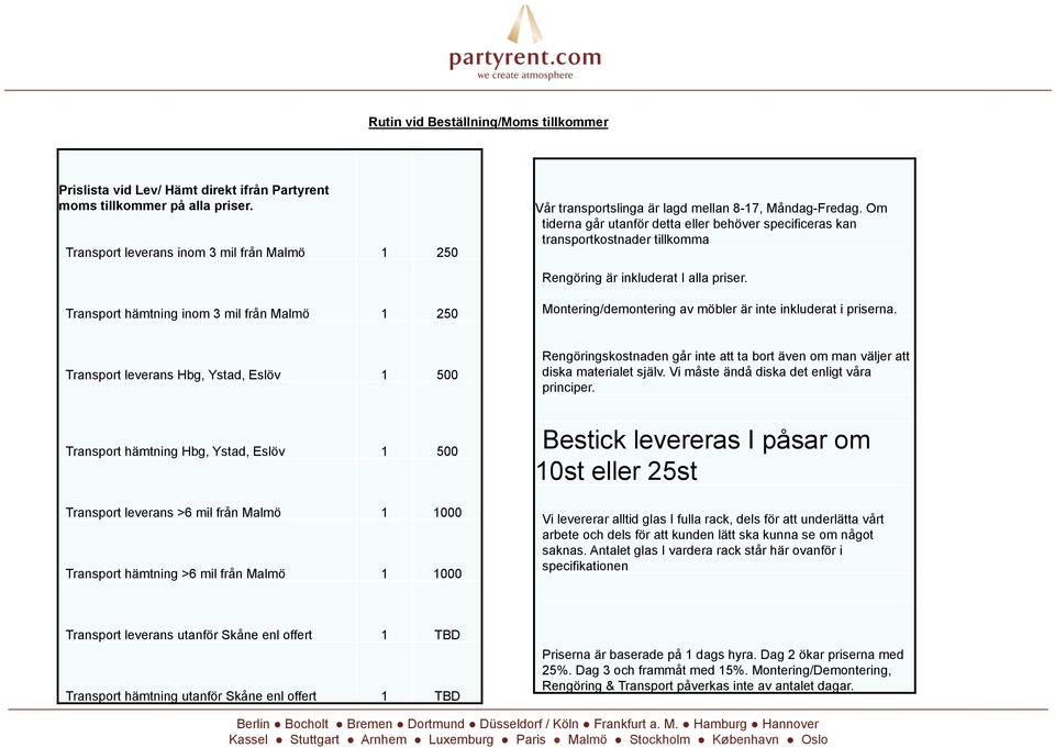 Om tiderna går utanför detta eller behöver specificeras kan transportkostnader tillkomma Rengöring är inkluderat I alla priser.