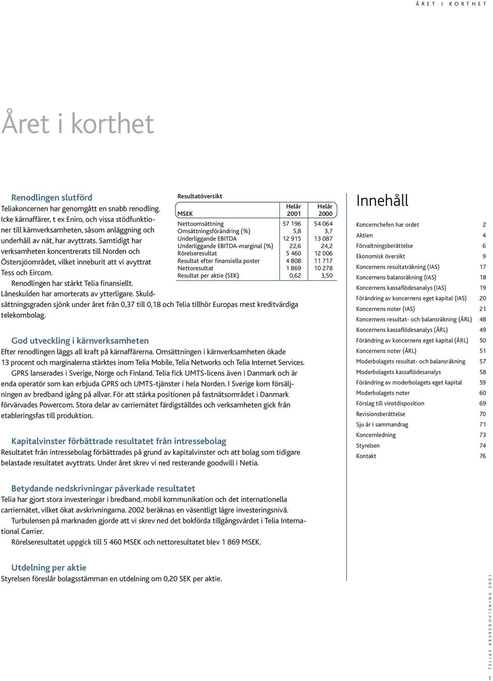 Teliakoncernen har genomgått en snabb renodling. Icke kärnaffärer, t ex Eniro, och vissa stödfunktioner till kärnverksamheten, såsom anläggning och underhåll av nät, har avyttrats.