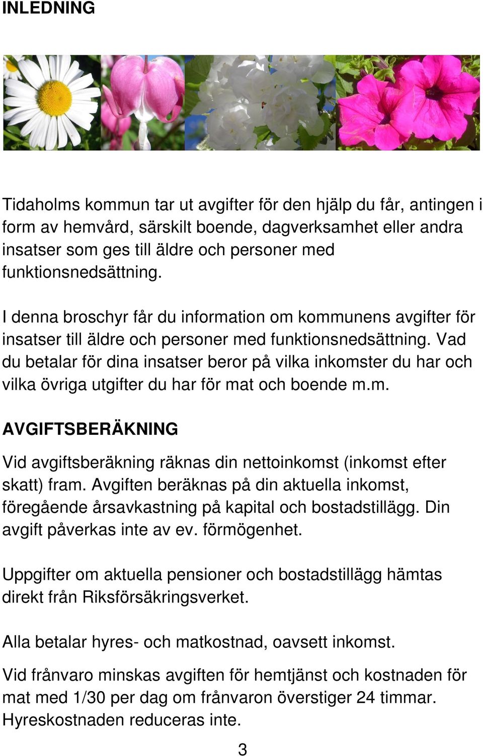 Vad du betalar för dina insatser beror på vilka inkomster du har och vilka övriga utgifter du har för mat och boende m.m. AVGIFTSBERÄKNING Vid avgiftsberäkning räknas din nettoinkomst (inkomst efter skatt) fram.