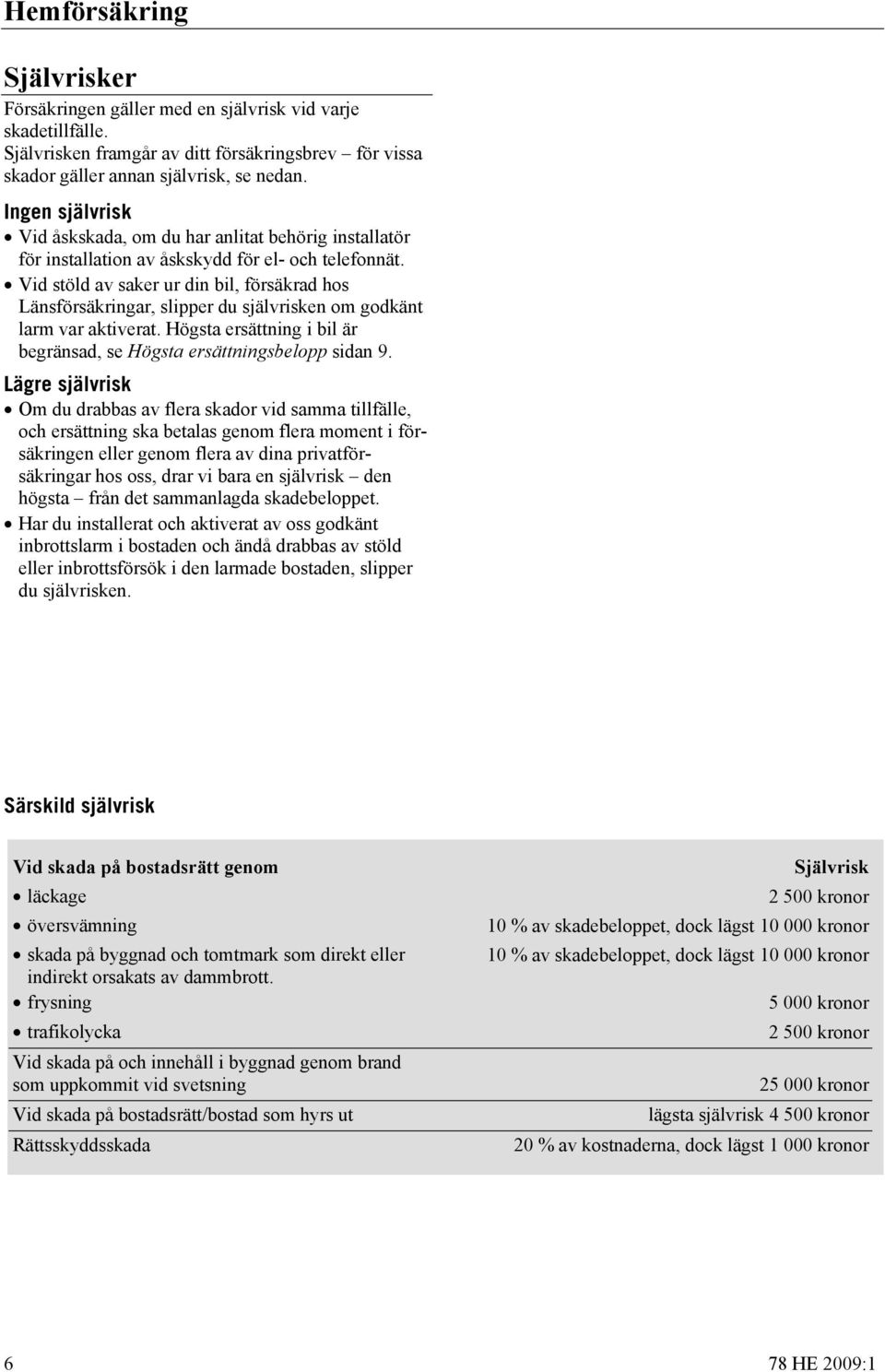 Vid stöld av saker ur din bil, försäkrad hos Länsförsäkringar, slipper du självrisken om godkänt larm var aktiverat. Högsta ersättning i bil är begränsad, se Högsta ersättningsbelopp sidan 9.