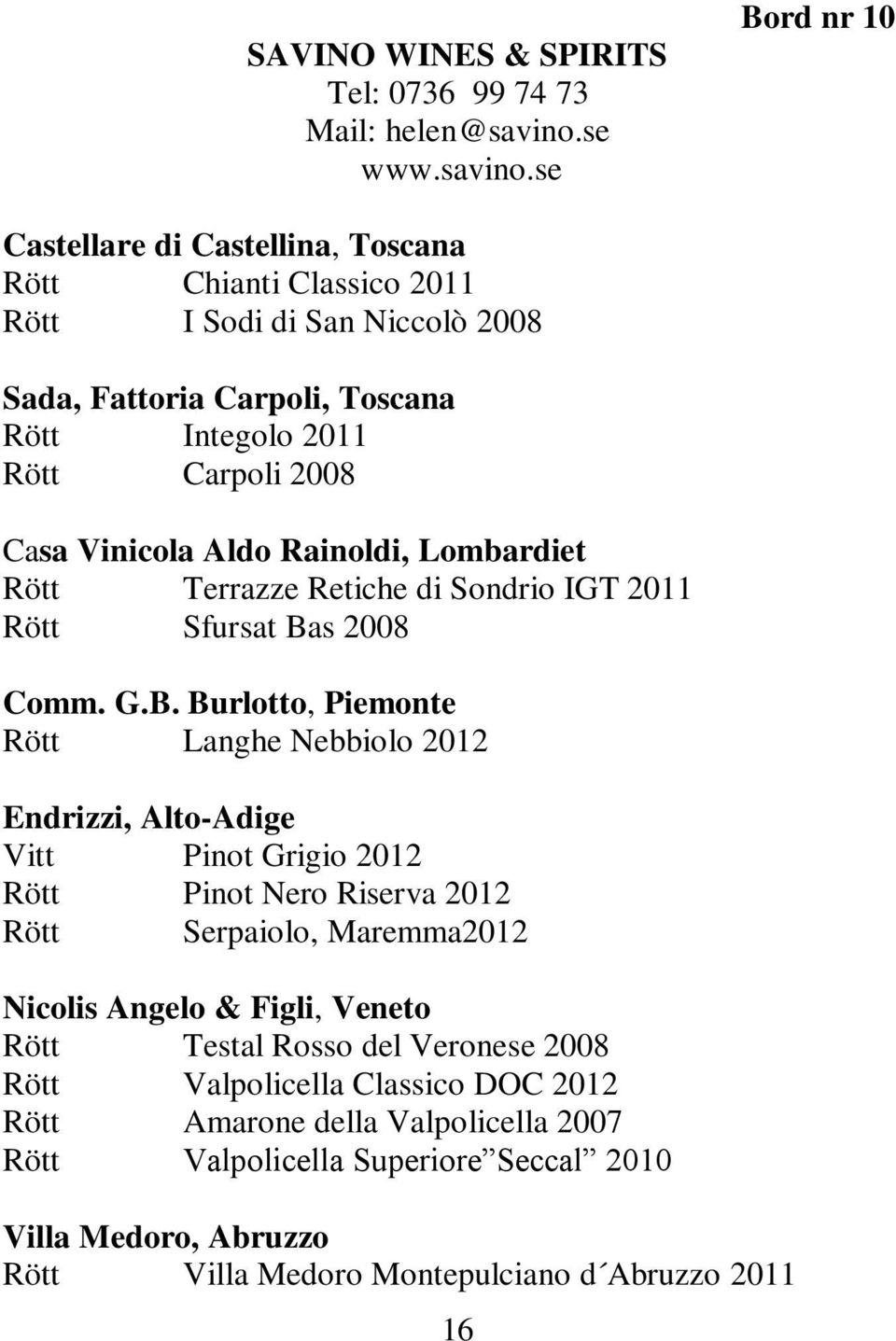 se Bord nr 10 Castellare di Castellina, Toscana Rött Chianti Classico 2011 Rött I Sodi di San Niccolò 2008 Sada, Fattoria Carpoli, Toscana Rött Integolo 2011 Rött Carpoli 2008 Casa Vinicola