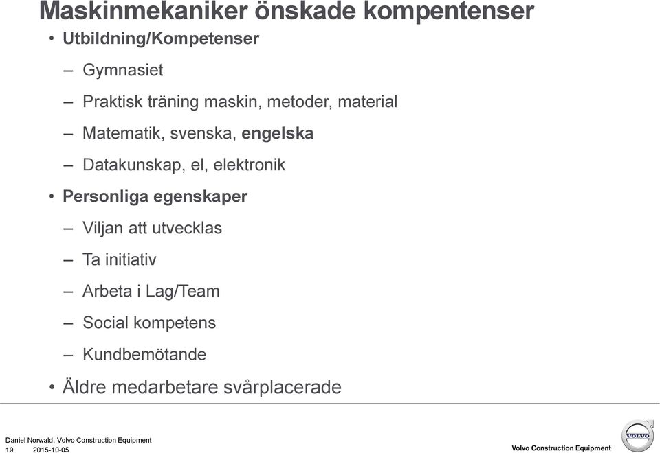 elektronik Personliga egenskaper Viljan att utvecklas Ta initiativ Arbeta i