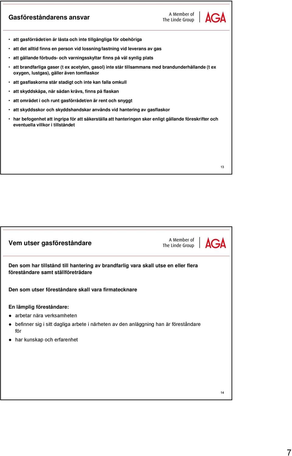 står stadigt och inte kan falla omkull att skyddskåpa, när sådan krävs, finns på flaskan att området i och runt gasförrådet/en är rent och snyggt att skyddsskor och skyddshandskar används vid