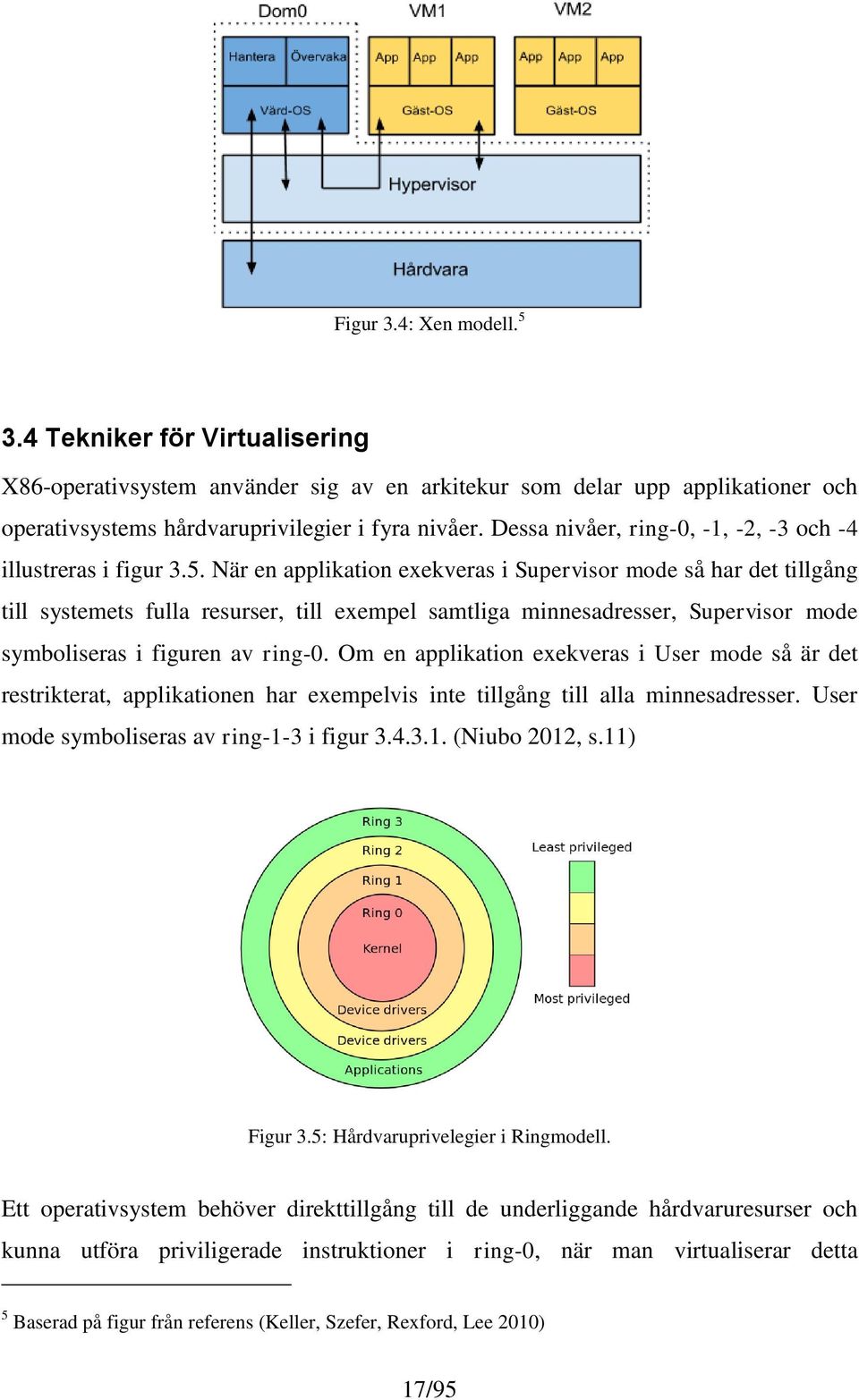 När en applikation exekveras i Supervisor mode så har det tillgång till systemets fulla resurser, till exempel samtliga minnesadresser, Supervisor mode symboliseras i figuren av ring-0.