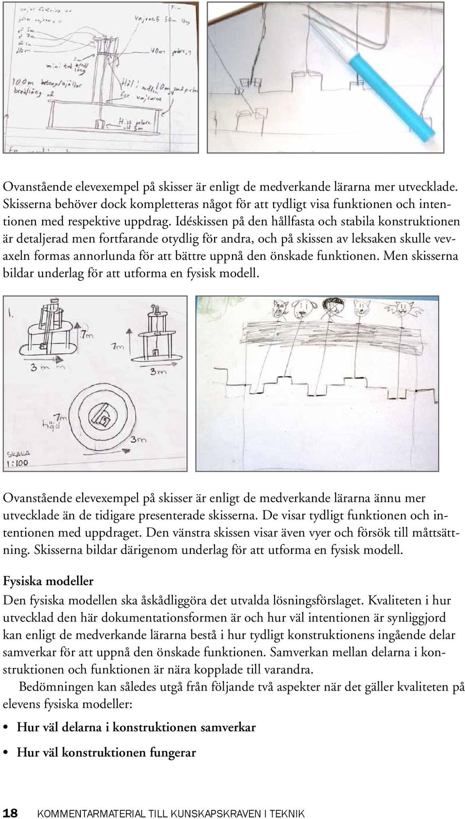 funktionen. Men skisserna bildar underlag för att utforma en fysisk modell.