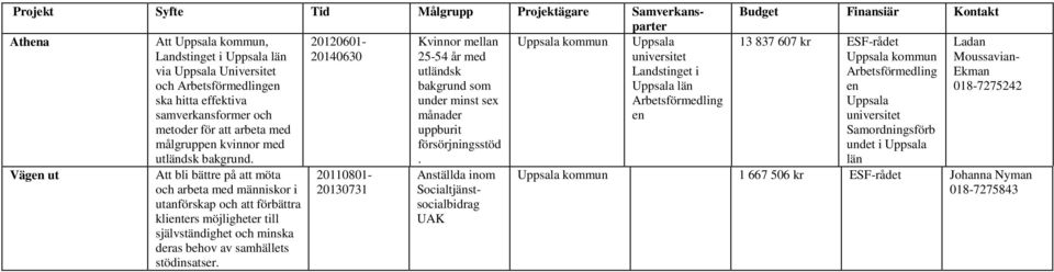 med uppburit målgruppen kvinnor med försörjningsstöd utländsk bakgrund.