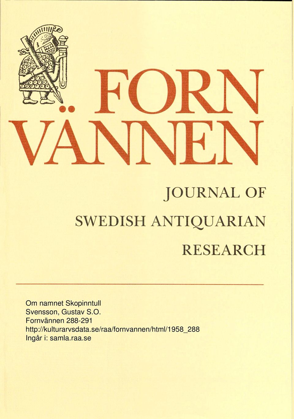 Fornvännen 288-291