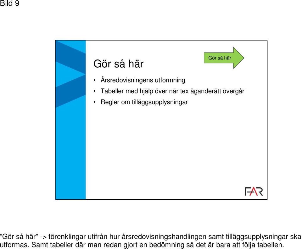 förenklingar utifrån hur årsredovisningshandlingen samt tilläggsupplysningar ska