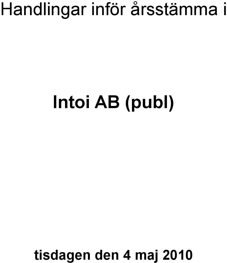 Intoi AB (publ)