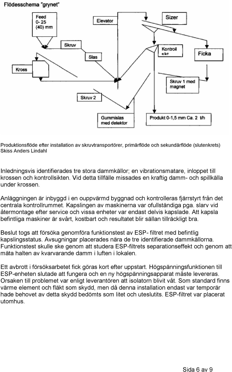 Anläggningen är inbyggd i en ouppvärmd byggnad och kontrolleras fjärrstyrt från det centrala kontrollrummet. Kapslingen av maskinerna var ofullständiga pga.